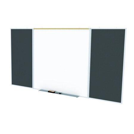 Ghent Combo Whiteboard/Bulletin, Mag Por/Rcycld, Styl D, 4 ft H x 8 ft W, Black SPC48D-ATR-BK